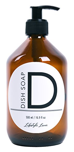 Lifestyle Lover Seifenspender 500ml aus Braunglas, Bernsteinfarben für Seife Spüli Shampoo Lotionen Braun Glas Dish Soap (D) von Lifestyle Lover