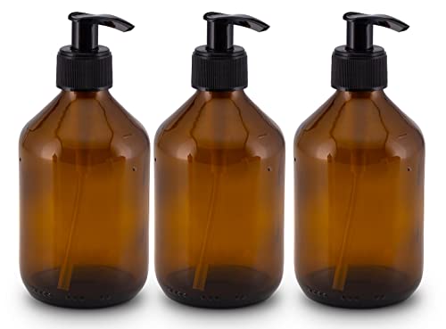 Lifestyle Lover Seifenspender aus Braunglas, Bernsteinfarben für Seife Spüli Shampoo Lotionen 300ml Braun Glas (3X 300ml Blanko) von Lifestyle Lover