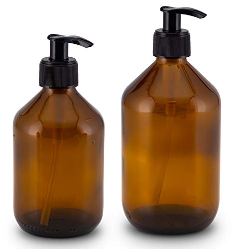 Lifestyle Lover Seifenspender aus Braunglas, Bernsteinfarben für Seife Spüli Shampoo Lotionen 300ml & 500ml Braun Glas von Lifestyle Lover