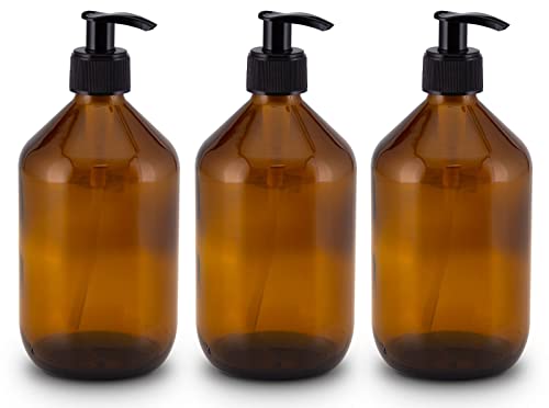 Lifestyle Lover Seifenspender aus Braunglas, Bernsteinfarben für Seife Spüli Shampoo Lotionen 500ml Braun Glas (3X 500ml Blanko) von Lifestyle Lover