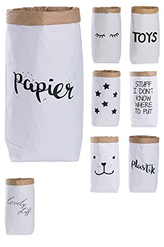 Lifestyle Lover Papiersack Paper Bag rund Kraftpapier Beutel Mülleimer Braun Weiß 'Papier' von Lifestyle Lover