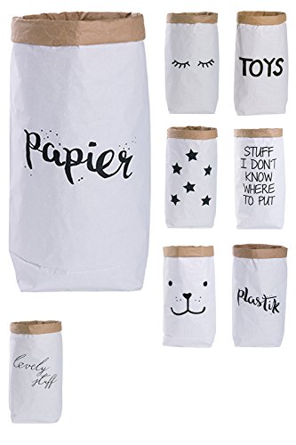 Papiersack Paper Bag rund Kraftpapier Beutel Mülleimer Braun Weiß 'papier' von Lifestyle Lover
