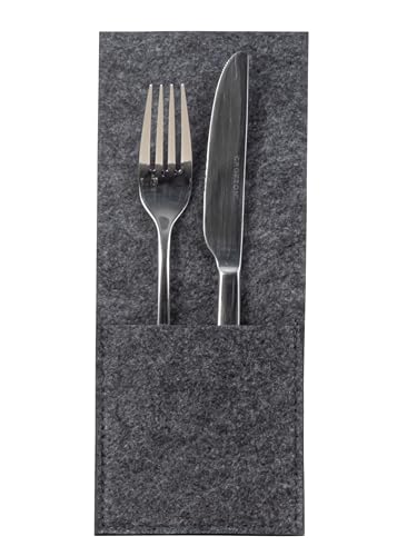 Design Bestecktaschen aus Filz abwaschbar | 6er-Set | Tischsets, Platzsets, Tischdecken | Dunkelgrau Anthrazit 10x24 cm (BxH) von Lifestyle & More