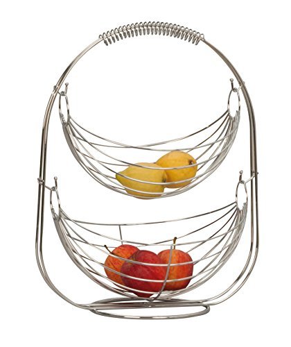 Lifestyle & More Hängekorb Obstkorb Früchtekorb Etagere Obstschale aus Metall Silber verchromt 45 cm hoch von Lifestyle & More