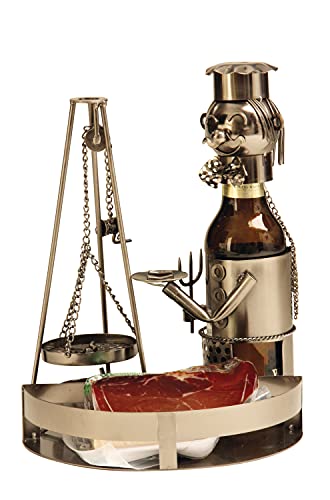 Extravaganter Bier Flaschenhalter Flaschenständer Schwenker mit Tablett aus Metall in Silber Höhe 24 cm von Lifestyle & More