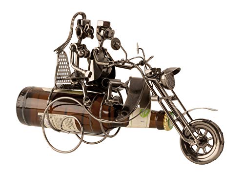 Flaschenhalter Flaschenständer Motorrad mit Paar aus Metall für Bierflasche 0,33 Höhe 21 cm Breite 26 cm von Lifestyle & More