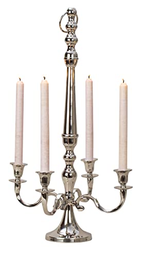 Kerzenständer 4-armig Kerzenleuchter Kandelaber zum Stellen und hängen aus Metall Silber 35x62 cm von Lifestyle & More