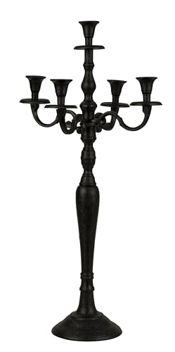 Kerzenständer 5-armig Schwarz Kerzenleuchter Kandelaber aus Metall Höhe 80 cm von Lifestyle & More