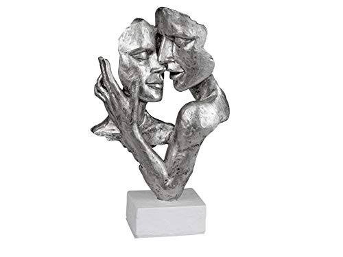 Lifestyle & More Exklusive Deko Büste Skulptur Liebespaar aus Keramik weiß/Silber Höhe 32 cm von Lifestyle & More