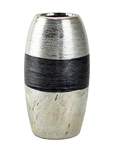 Lifestyle & More Moderne Dekovase Blumenvase Tischvase Vase aus Keramik Silber/anthrazit Höhe 21 cm von Lifestyle & More
