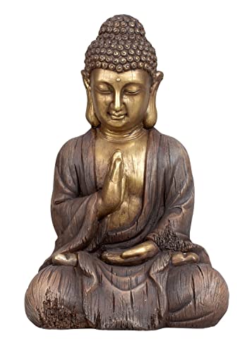 Lifestyle & More Moderne Skulptur Dekofigur Buddha aus Kunststein Gold/Braun Höhe 45 cm Breite 31 cm von Lifestyle & More