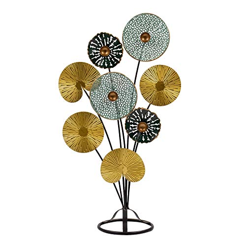 Lifestyle & More Moderne Skulptur Dekofigur Flower aus Metall Schwarz/Gold/Blau Höhe 53 Breite 32 cm von Lifestyle & More