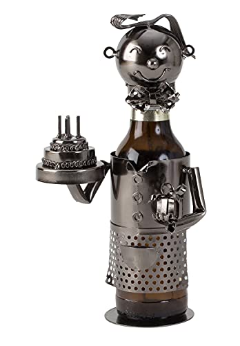 Lifestyle & More Moderner Flaschenhalter Bierflaschenständer Geburtstag aus Metall in Silber Höhe 24 cm von Lifestyle & More