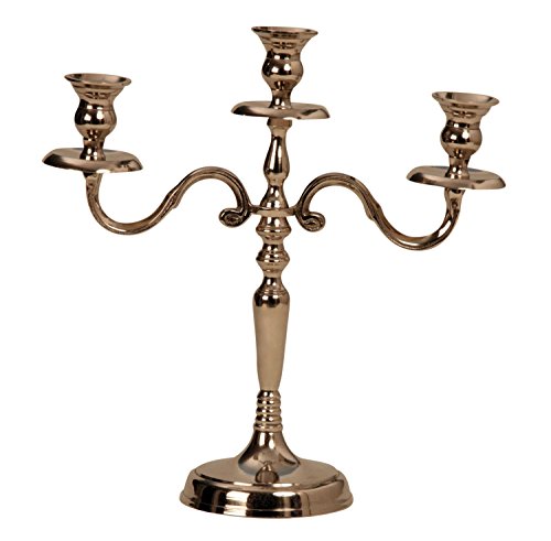 Moderner Kerzenständer Kerzenleuchter 3-armig aus Metall in Silber Höhe 31 cm Breite 26,5 cm von Lifestyle & More