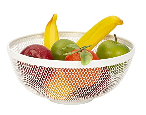 Lifestyle & More Moderner Obstkorb Früchtekorb Obstschale aus Metall weiß 26x12 cm von Lifestyle & More