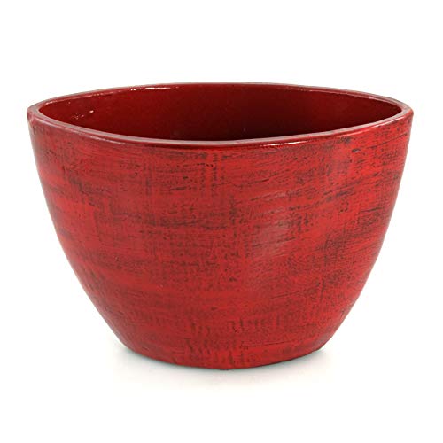 Moderner Übertopf Pflanzengefäß Vase für Blumen aus Keramik in der Farbe Rot 28x15x19 cm von Lifestyle & More