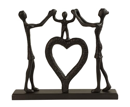 Lifestyle & More Skulptur Dekofigur Familie aus Metall auf Holzsockel stehend schwarz 38x32 cm von Lifestyle & More