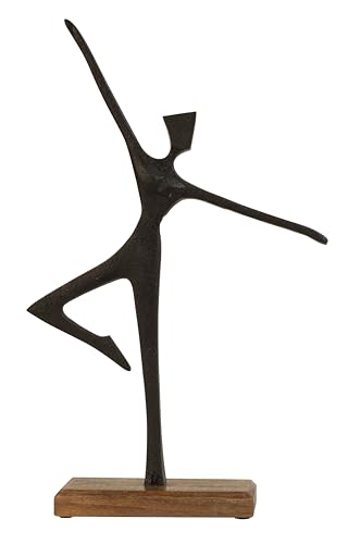 Lifestyle & More Skulptur Dekofigur Frau in Tanzposition auf Sockel aus Holz/Metall braun/schwarz 28x46 cm von Lifestyle & More