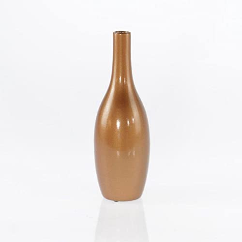 Moderne Dekovase Blumenvase Flaschenvase Vase aus Keramik Kupfer 11x32 cm von Lifestyle & More