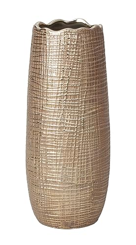 Moderne Dekovase Blumenvase Tischvase Vase aus Keramik Gold Höhe 33 cm von Lifestyle & More