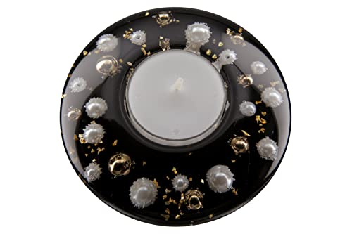Teelichthalter inklusive Teelicht | Leuchter aus Glas schwarz Durchmesser 10 cm (Variante 3) von Lifestyle & More