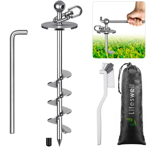 Lifeswell Bodenanker Hund Erdanker Hundeleine - 40CM Robuster Hunde-Auslaufpfahl für Große Hunde Bis zu 100 KG Kein Verheddern Hof Strand Rasen Outdoor bis große Anlegepflock für Hof und Camping Lifeswell Bodenanker Hund Erdanker Hundeleine - 40CM Robuster Hunde-Auslaufpfahl für Große Hunde Bis zu 100 KG Kein Verheddern Hof Strand Rasen Outdoor bis große Anlegepflock für Hof und Camping von Lifeswell