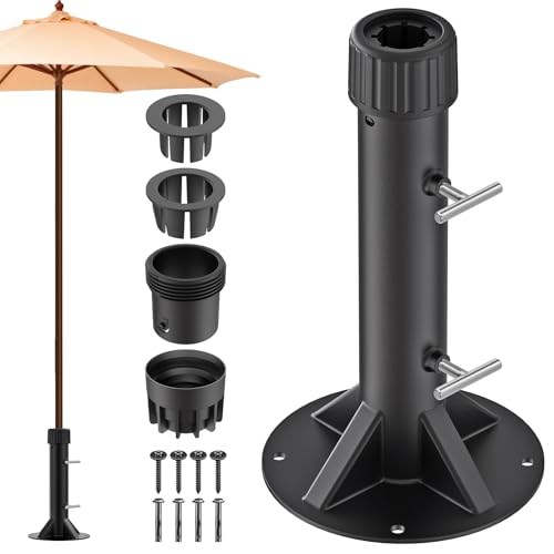 Lifeswell Schirmständer Sonnenschirm Sonnenschirmständer Balkon - Außendeckhalterung für Stangen bis zu 2 Zoll, 4 Feste Hülsen, Winddichtes Design für Terrasse, Deck, Poolrand, Garten von Lifeswell