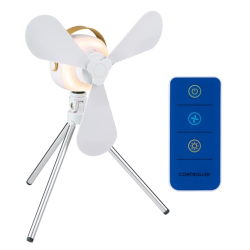 LIFETIME Air Tischventilator Ventilator USB-C Wiederaufladbar - Leiser Ventilator mit Nachtlicht und Fernbedienung - Mini Ventilator mit 3 Geschwindigkeiten - Weiss von Lifetime Air