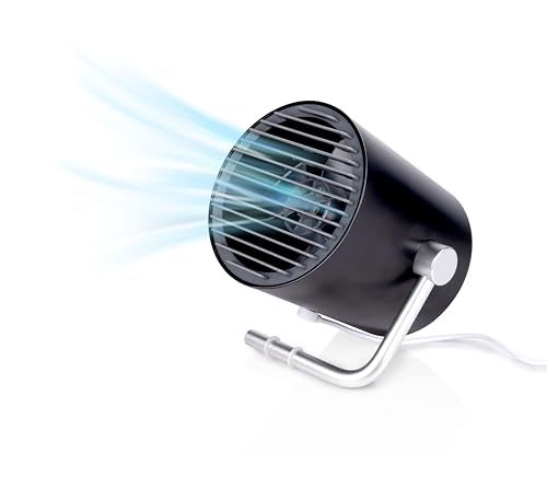 Lifetime Air Mini Ventilator 5V- Tischventilator 2 Geschwindigkeiten – Ventilator Klein Kompakt und Tragbar - USB Ventilator mit Kabel - 118x118x125MM - Kunststoff – Schwarz von Lifetime Air