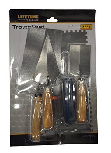 Maurer SET 4 Teilig/Fliesenleger, Putzer SET, Spitzkelle, Kelle,Truffel, Glätter, 34043 von Lifetime Tools