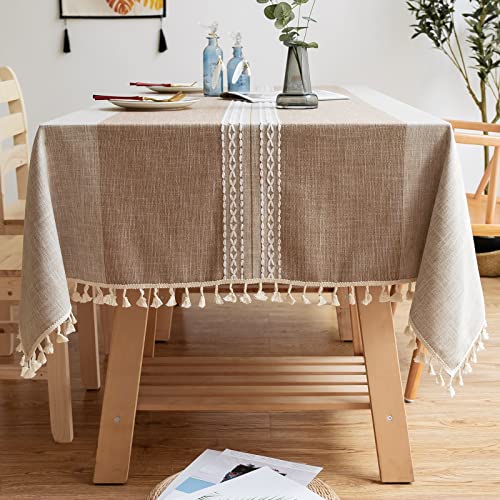 Lifetooler Tischdecke Abwaschbar Leinen Baumwolle Rechteckig Tischtuch Gestreift Design mit Quasten Tischdecke Wasserdicht für Outdoor Garten und Home Küche Dekoration (Braun,140x300cm) Lifetooler Tischdecke Abwaschbar Leinen Baumwolle Rechteckig Tischtuch Gestreift Design mit Quasten Tischdecke Wasserdicht für Outdoor Garten und Home Küche Dekoration (Braun,140x300cm) von Lifetooler