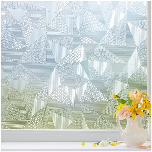 Lifetree Fensterfolie Selbsthaftend Blickdicht Sichtschutzfolie Klebe Milchglasfolie Statisch Dekofolie Anti-UV Privatsphäre Schutz für Duschkabine Sowie Türen Geometrische Glitzer 45 x 300 cm von Lifetree