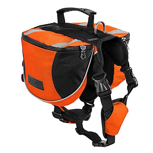 Lifeunion Hunde-Satteltaschen aus Polyester, für Reisen, Camping, Wandern, für kleine, mittelgroße und große Hunde (orange, L) von Lifeunion