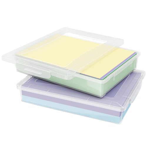 Lifewit 2 Pack Mehrzweck-Aufbewahrungsbox aus Kunststoff mit verriegelbaren Deckeln, A4 Papieraufbewahrung, Klassenzimmer Organisation, Aufbewahrung für Bastelarbeiten, Dokumente, Künstlerbedarf von Lifewit