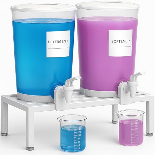 Lifewit 2 Stück Waschmittelspender mit Messbecher, Metallständer, 3L Waschmittelbehälter für Flüssigwaschmittel, Bleichmittel, Weichspüler, Waschseifenspender für Waschküchen Organisation Lifewit 2 Stück Waschmittelspender mit Messbecher, Metallständer, 3L Waschmittelbehälter für Flüssigwaschmittel, Bleichmittel, Weichspüler, Waschseifenspender für Waschküchen Organisation von Lifewit