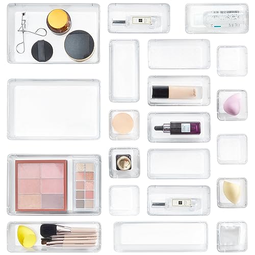 Lifewit 21 Stücke Schubladen Ordnungssystem Organizer, Schubladentrenner Verstellbar mit 4 Größen, Klar Kunststoff Küchen Organizer, Schminktisch Organizer für Makeup, Bad, Büro, Fridge von Lifewit