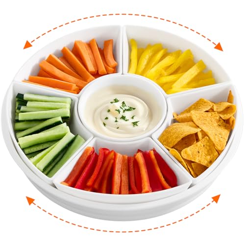Lifewit 29 cm Drehbare Servierplatte, 7-teiliges Kunststoff Dipschalen Set, Snackteller mit Fächern, Geteiltes Snackschale für Snacks/Dips/Vorspeisen/Obst/Nüsse, Kombinierbarer Servierteller für Party Lifewit 29 cm Drehbare Servierplatte, 7-teiliges Kunststoff Dipschalen Set, Snackteller mit Fächern, Geteiltes Snackschale für Snacks/Dips/Vorspeisen/Obst/Nüsse, Kombinierbarer Servierteller für Party von Lifewit