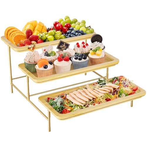 Lifewit 3 Etagen Bambus Servierplatte, 36 x 17 cm Serviertablett mit Goldener Metallständer für Partyzubehör Buffet Zubehör, Große Wiederverwendbare Tabletts Displayständer für Gemüse/Obst/Desserts Lifewit 3 Etagen Bambus Servierplatte, 36 x 17 cm Serviertablett mit Goldener Metallständer für Partyzubehör Buffet Zubehör, Große Wiederverwendbare Tabletts Displayständer für Gemüse/Obst/Desserts von Lifewit