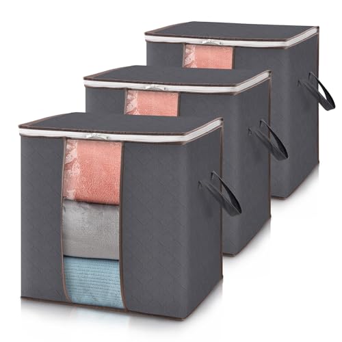 Lifewit 3 Stück 100L Aufbewahrungstasche, Faltbare Umzugskartons mit Verstärkt Griff, Kleidung Aufbewahrungsbox Kleideraufbewahrung für Bettdecken Kleidung Bettwäsche Kleiderschrank, Grau Lifewit 3 Stück 100L Aufbewahrungstasche, Faltbare Umzugskartons mit Verstärkt Griff, Kleidung Aufbewahrungsbox Kleideraufbewahrung für Bettdecken Kleidung Bettwäsche Kleiderschrank, Grau von Lifewit