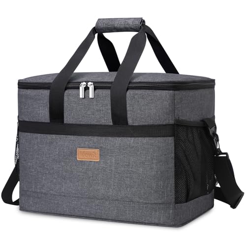 Lifewit 33L Kühltasche Groß faltbar Kühlkorb Kühlbox Isoliertasche Thermotasche Picknicktasche für Lebensmitteltransport, Dunkelgrau von Lifewit