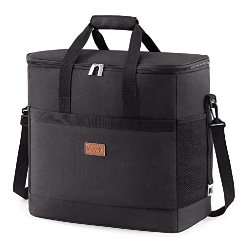 Lifewit 40L Kühltasche Groß faltbar Kühlkorb Kühlbox Thermotasche Picknicktasche für Lebensmitteltransport, Schwarz von Lifewit