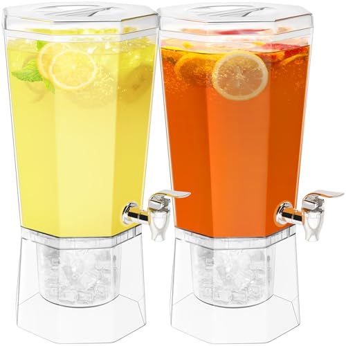 Lifewit 4L Getränkespender mit Zapfhahn, 2er-Set (in 1 Packung) Kunststoff Wasserspender mit Abnehmbarer Ständer für Kombucha, Limonade, Wasserbehälter mit Wasserhahn, Drink Dispenser für Partys von Lifewit