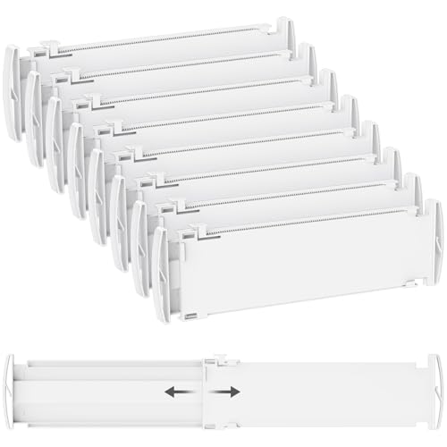Lifewit 8 Stück Schubladentrenner, Verstellbar Schubladen Trenner für Innenlänge 35–55cm & Höhe＞10,5cm, Schubladen Organizer Schubladenteiler für Kleiderschrank Wickelkommode Schreibtisch Küche, Weiß von Lifewit