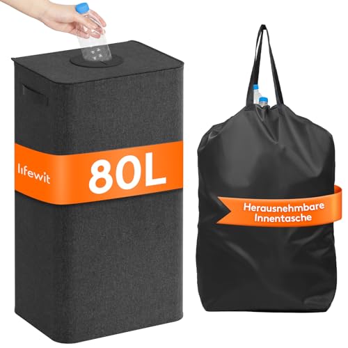 Lifewit 80L Pfandflaschen Sammelbehälter mit Deckel, Groß Pfandflaschen Aufbewahrung, Behälter Leergut & Altglas Aufbewahrung, Flaschensammler mit Loch Küche Abstellraum Flaschentasche, Dunkelgrau Lifewit 80L Pfandflaschen Sammelbehälter mit Deckel, Groß Pfandflaschen Aufbewahrung, Behälter Leergut & Altglas Aufbewahrung, Flaschensammler mit Loch Küche Abstellraum Flaschentasche, Dunkelgrau von Lifewit