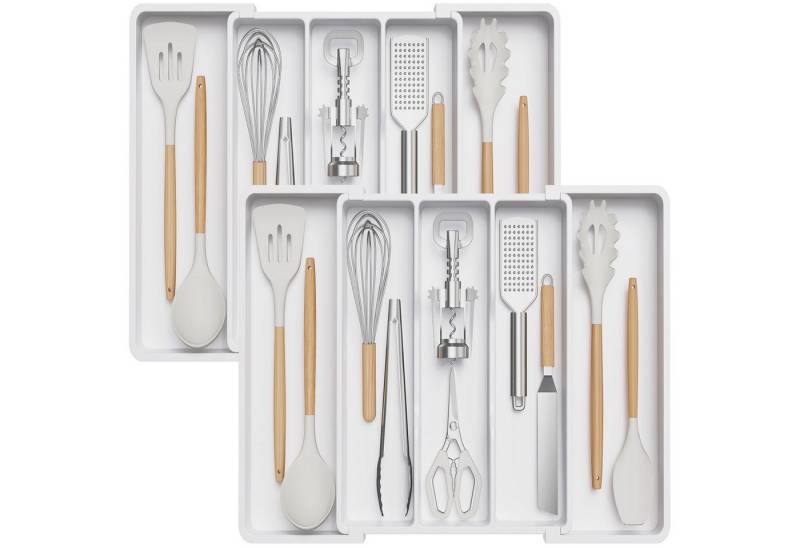 Lifewit Besteckeinsatz Besteckkasten für Schubladen, Utensilienständer Erweiterbar auf 57 cm (2 St) von Lifewit
