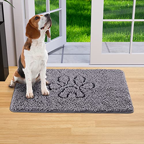 Lifewit Chenille Indoor Fußmatte, Türmatte für den Innenbereich, Rutschfester Fußabtreter mit niedrigem Profil für matschige Schuhe und Hundepfoten, maschinenwaschbare Matte,76 x 122 cm, Grau von Lifewit