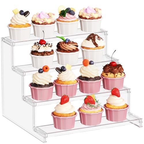 Lifewit Cupcake Display Ständer Kunststoffständer für Muffin Dessert donut für Hochzeit, Party, Geburtstag, Baby Duschen 30.5 cm，4-stufiger 1 Packungen von Lifewit