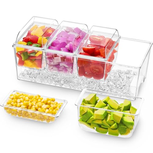 Lifewit Eis Zutatenbehälter Behälter zum Garnieren mit 4 Einsätzen, Barbeilagenbehälter mit Deckel Ice Eiswürfel hinzufügbar, 4 Fächer für Bar Zitronen,Obst, Oliven und Cocktail Zutaten Lifewit Eis Zutatenbehälter Behälter zum Garnieren mit 4 Einsätzen, Barbeilagenbehälter mit Deckel Ice Eiswürfel hinzufügbar, 4 Fächer für Bar Zitronen,Obst, Oliven und Cocktail Zutaten von Lifewit