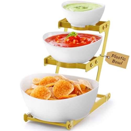 Lifewit Etagere 3 Etagen mit Kunststoff Servierschalen, 3-stöckige Dipschalen Snackschalen mit Goldenes Metallregal, Party Buffet Zubehör, Wiederverwendbare Servierschüssel für Vorspeisen/Obst/Snacks Lifewit Etagere 3 Etagen mit Kunststoff Servierschalen, 3-stöckige Dipschalen Snackschalen mit Goldenes Metallregal, Party Buffet Zubehör, Wiederverwendbare Servierschüssel für Vorspeisen/Obst/Snacks von Lifewit