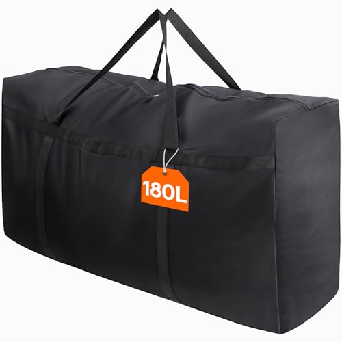 Lifewit 180L Extra große Aufbewahrungstasche, 600D Oxford Aufbewahrungstasche Heavy Duty Tragetasche mit verstärkten Griffen, Reisetasche, Umzugstasche, Schwarz,100 x 55 x 33CM von Lifewit